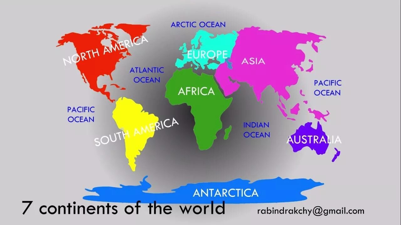 Семь континентов. Карта континентов. Страны и континенты на английском языке. Мир материки.