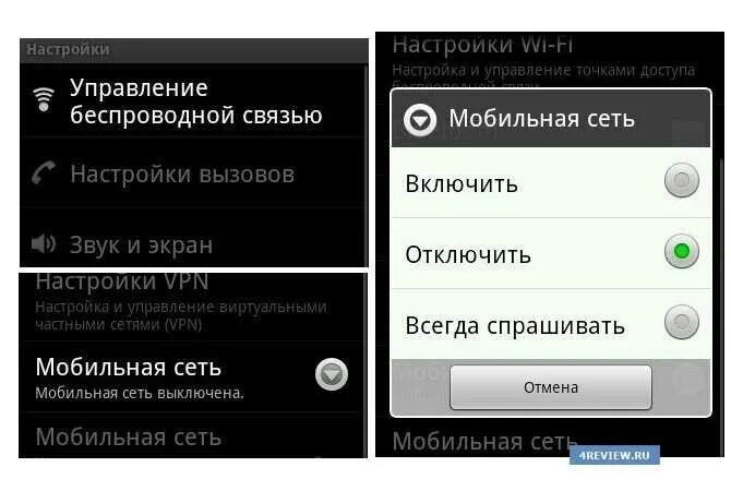Как включить сотовую сеть