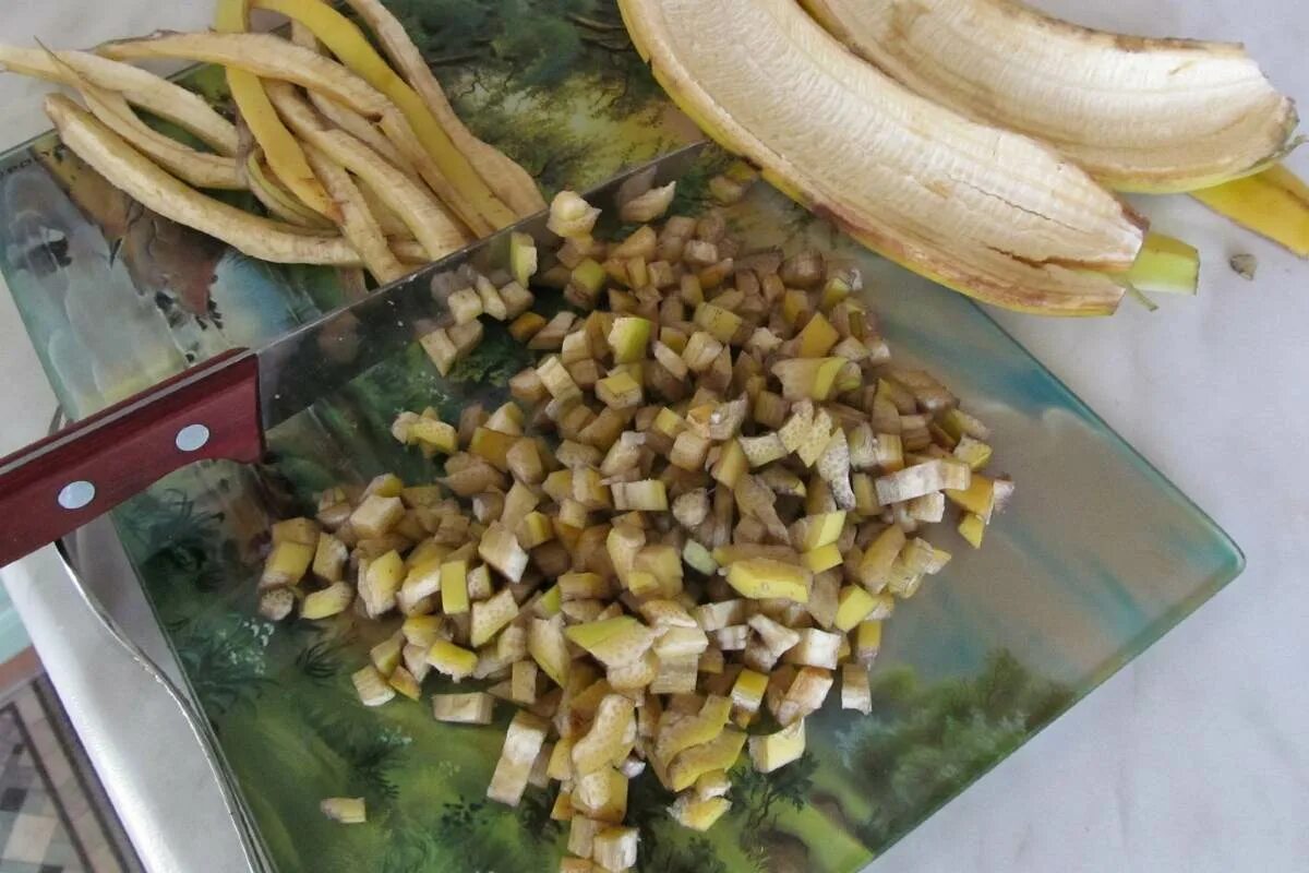 Банановая кожура. Удобрение из банановой кожуры. Настой банановой кожуры. Удобрение из корок банана для рассады.
