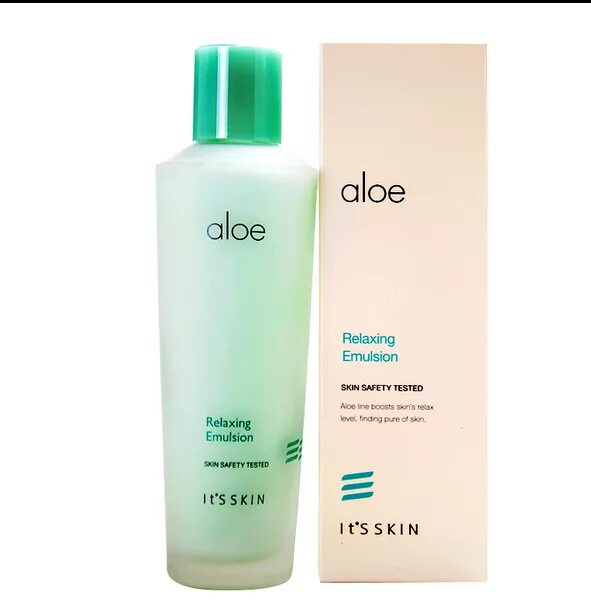Успокаивающая эмульсия. It&#039;s skin успокаивающая эмульсия с алоэ вера aloe relaxing emulsion, 150мл. итс скин тонер успокаив с алоэ вера. it&#039;s skin aloe relaxing emulsion успокаивающая эмульсия для лица. итс скин тонер с алоэ вера увложняющ.