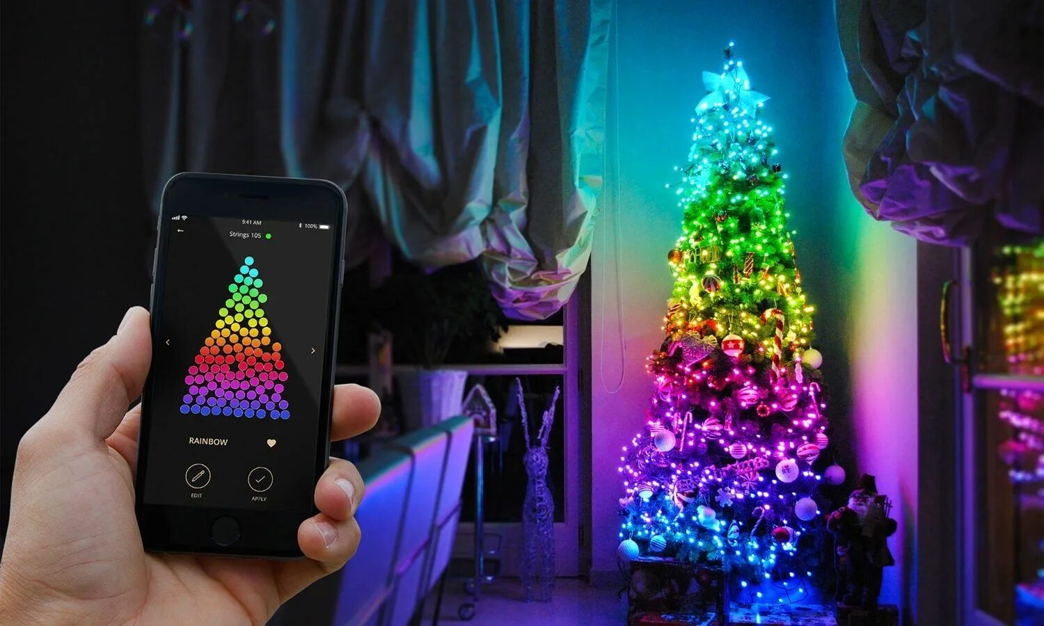 Умная гирлянда на елку. Смарт гирлянда twinkly strings 175 led. twinkle smart-гирлянда. гирлянда елочная электрическая twinkly strings 175 multicolor led (14м). twinkly 175.