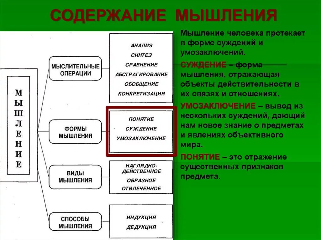 Мышление суждение умозаключение. Суждения о мышлении. Анализ Синтез мышления умозаключение. Содержание мышления. Мышление виды мыслительные операции