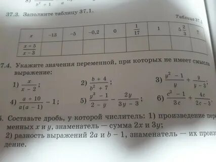 Значение при указанных значениях переменной
