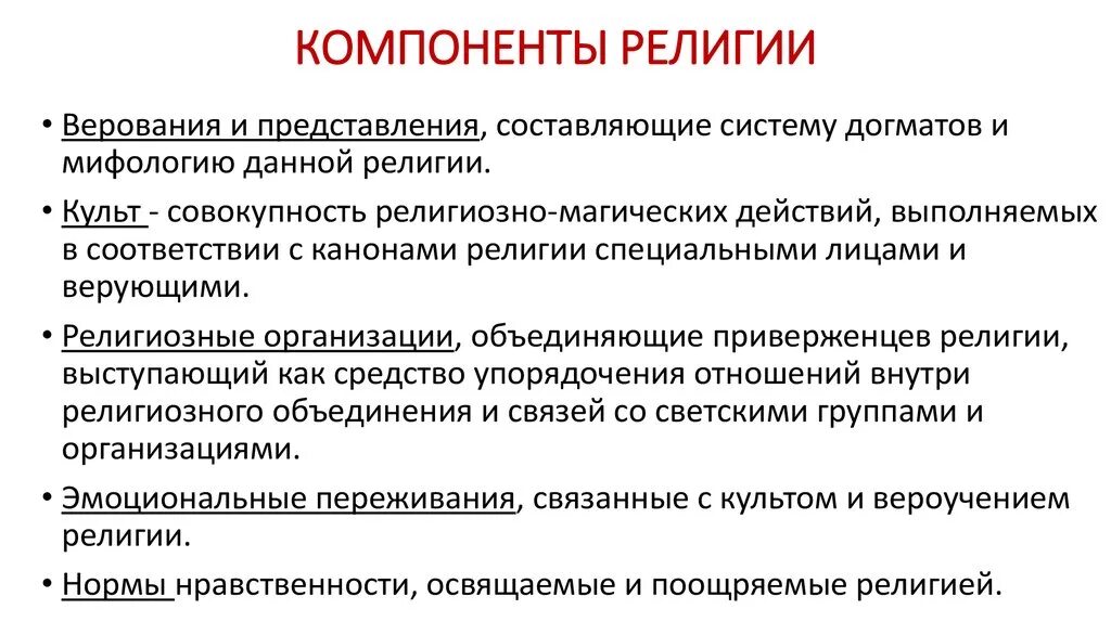 Важнейшие элементы религии. Компоненты структуры религии. элементы религии таблица. структурные элементы религии. каковы 5 компонентов религии.