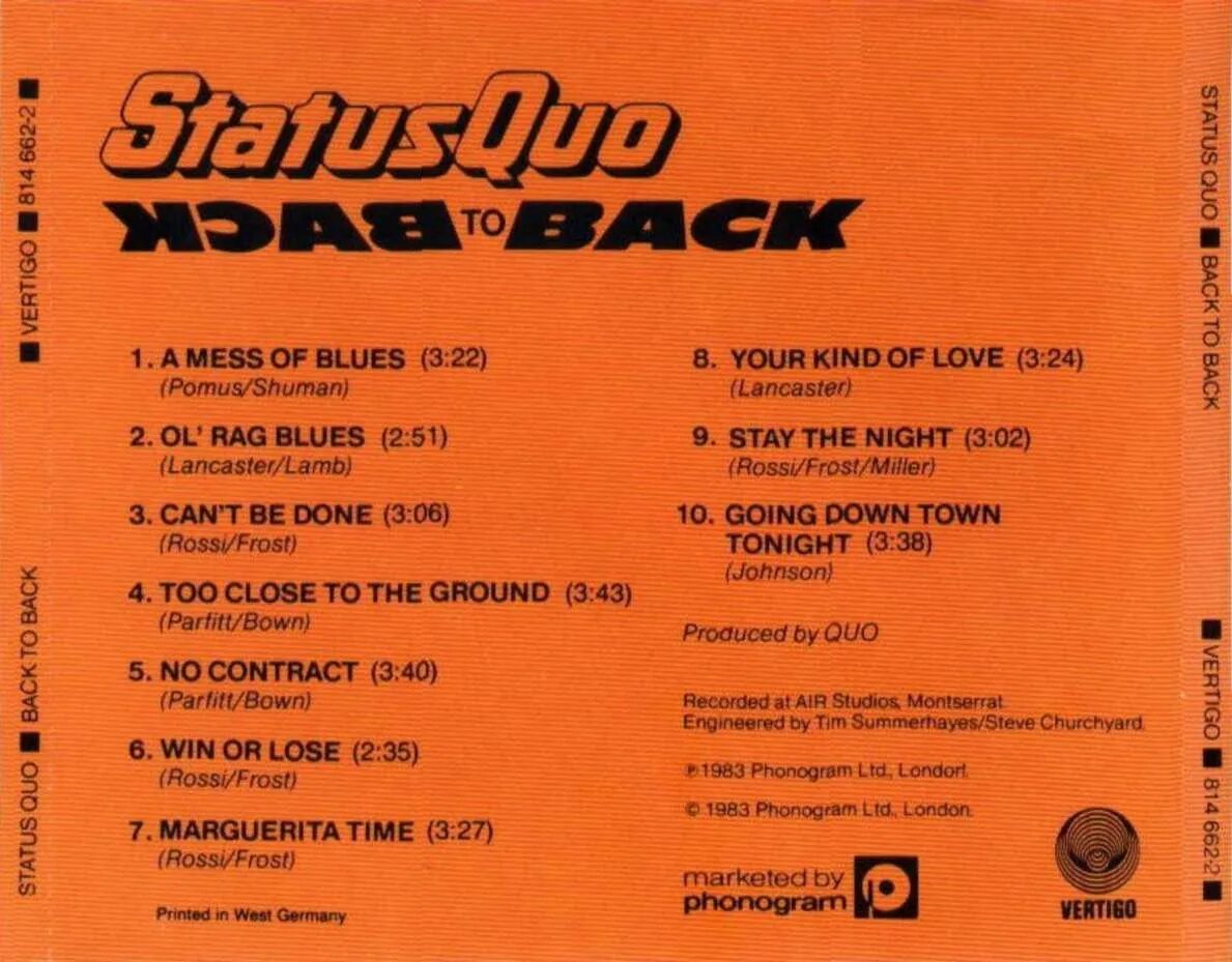 Quo тексты. Status quo back to back 1983. status quo 2025 cd обложка. status quo back to back lp. status quo heavy traffic 2002.