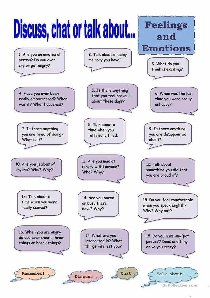 Like when talking about. Feelings and emotions speaking activities. Английский speaking Worksheet. Speaking Cards английскому языку. Карточки для speaking.