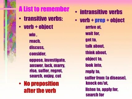 Intransitive verbs