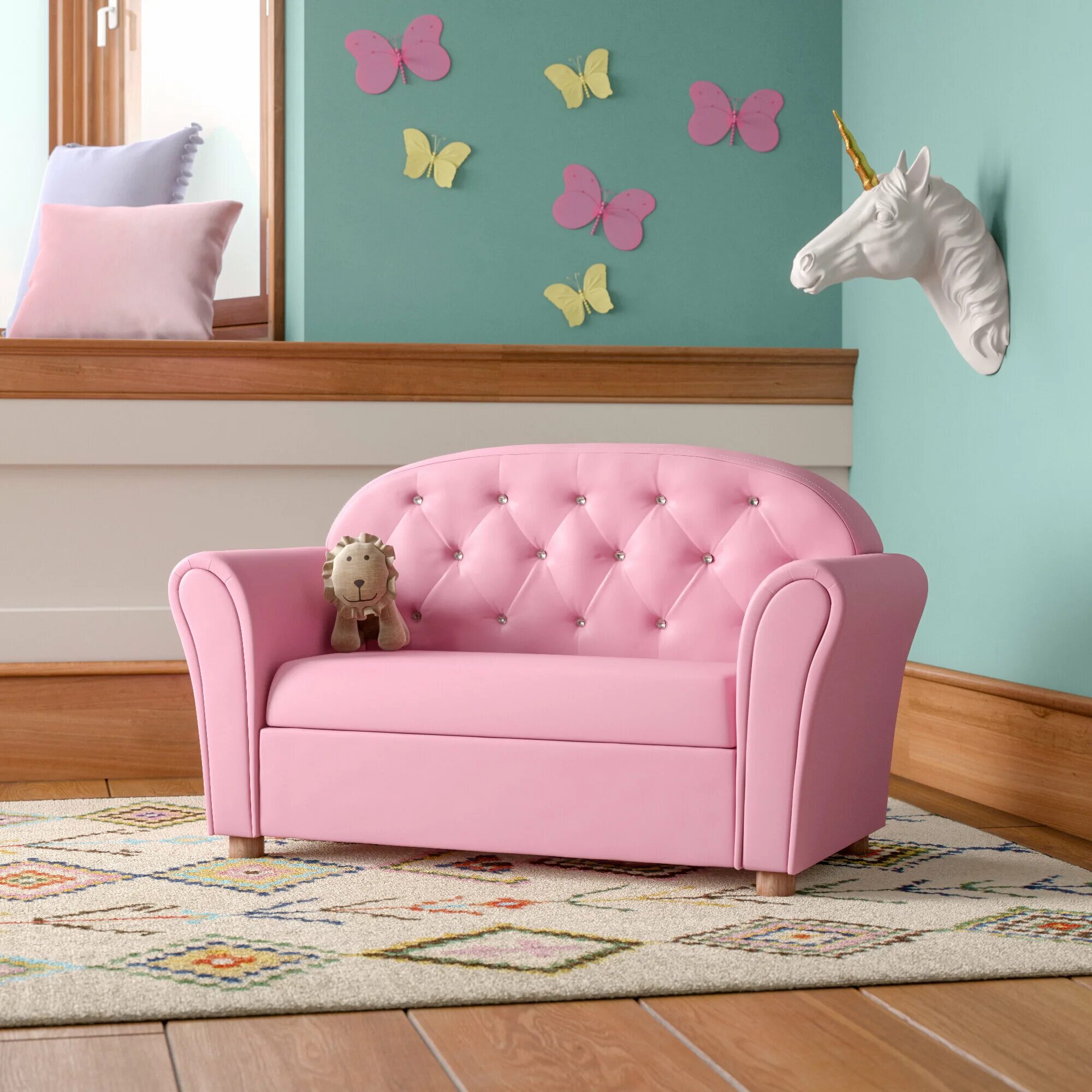 Мини софа. Кат софа розовые. Wayfair Kids. Little Corner розовый.