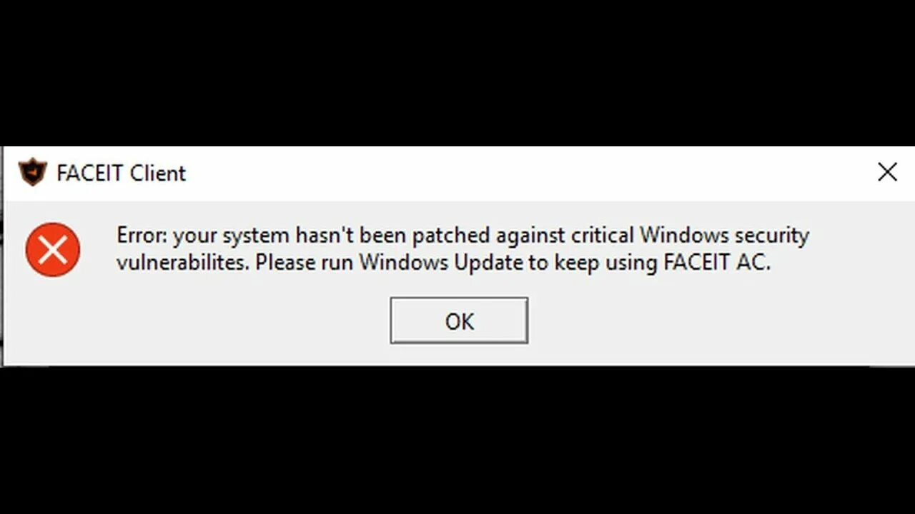 Ошибка фейсит античит Error your System hasn t been Patched. Фейсит ошибка античит Windows. Ошибка фейсит Error your System hasn't been Patched against critical Windows Security. Ошибка на фейсите античит. Please run windows updates