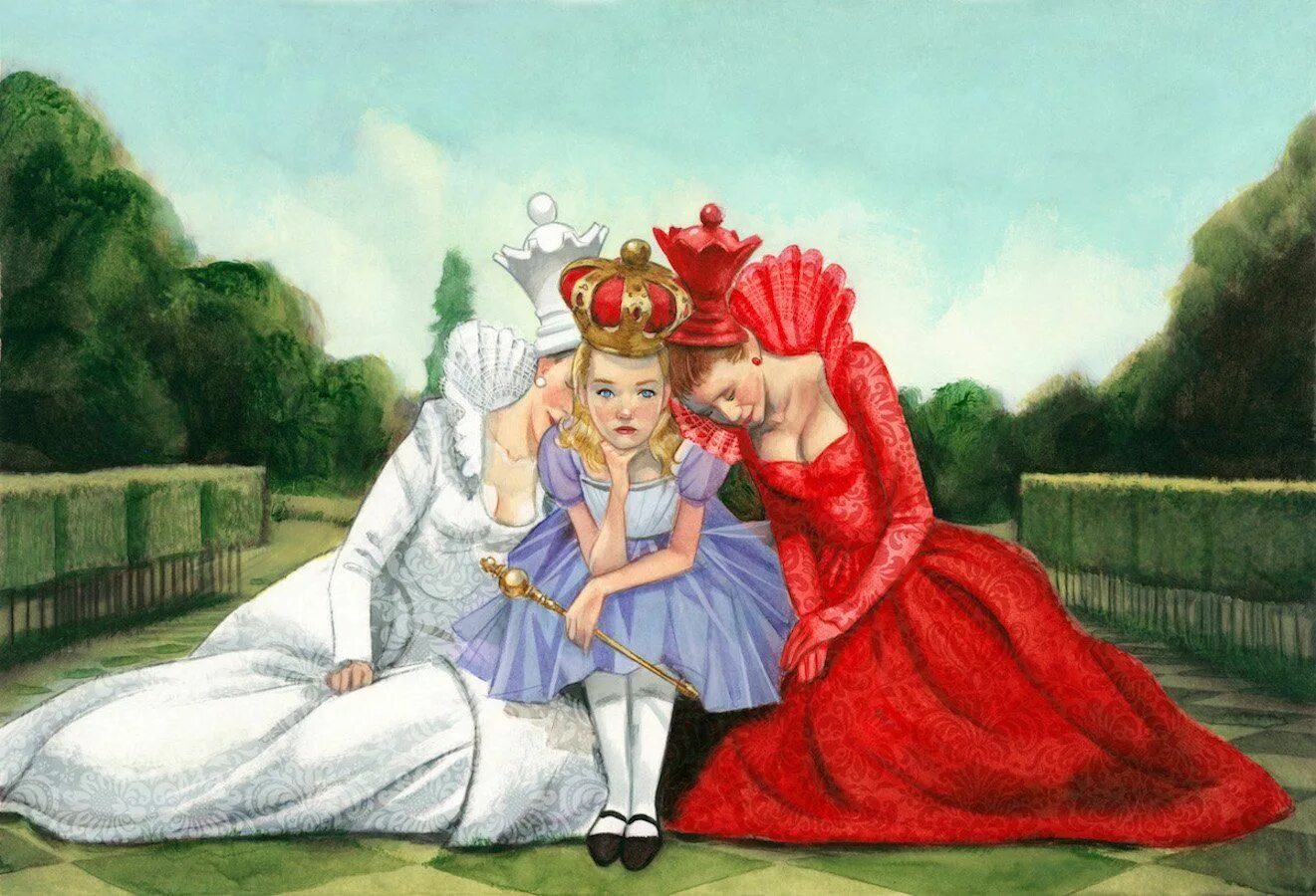 Алиса в стране чудес 1 сказка. Льюис Кэрролл Алиса в стране чудес Королева. Алиса в Зазеркалье Королева. Королева Льюис Кэрролла из Алиса в Зазеркалье. Шахматная Королева Алиса в стране чудес.