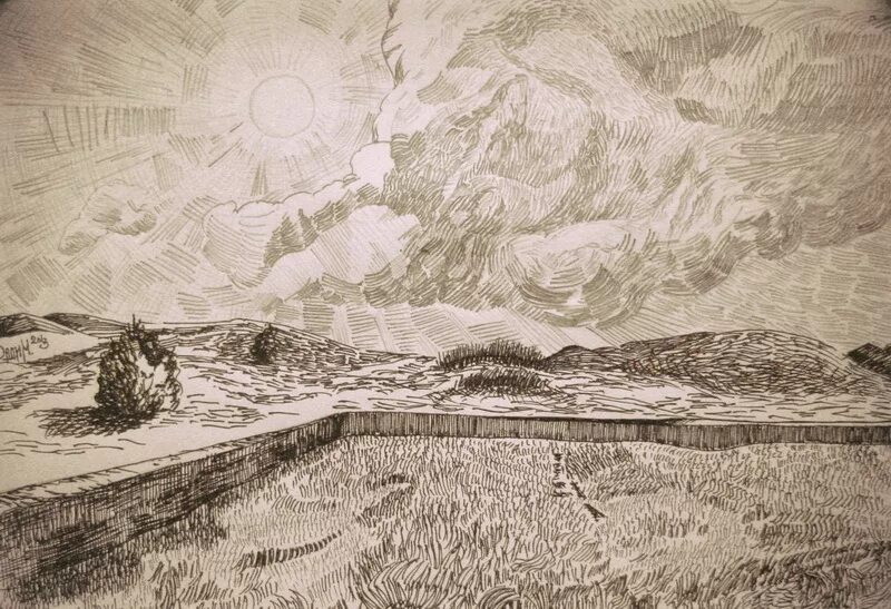 Сельское хозяйство чб. Ван гог картины тушью. Винсент ван гог (1853-1890). Пейзаж карандашом. Поле графика.