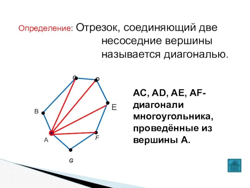 Диагональ это отрезок соединяющий