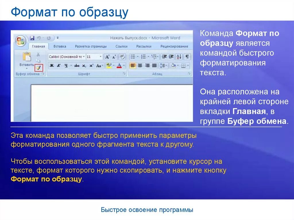 Формат по образцу word