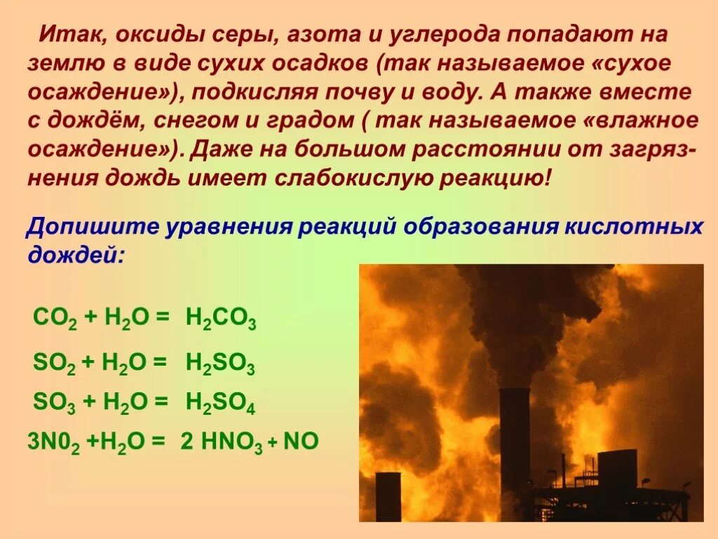 Оксиды азота и серы в воздухе
