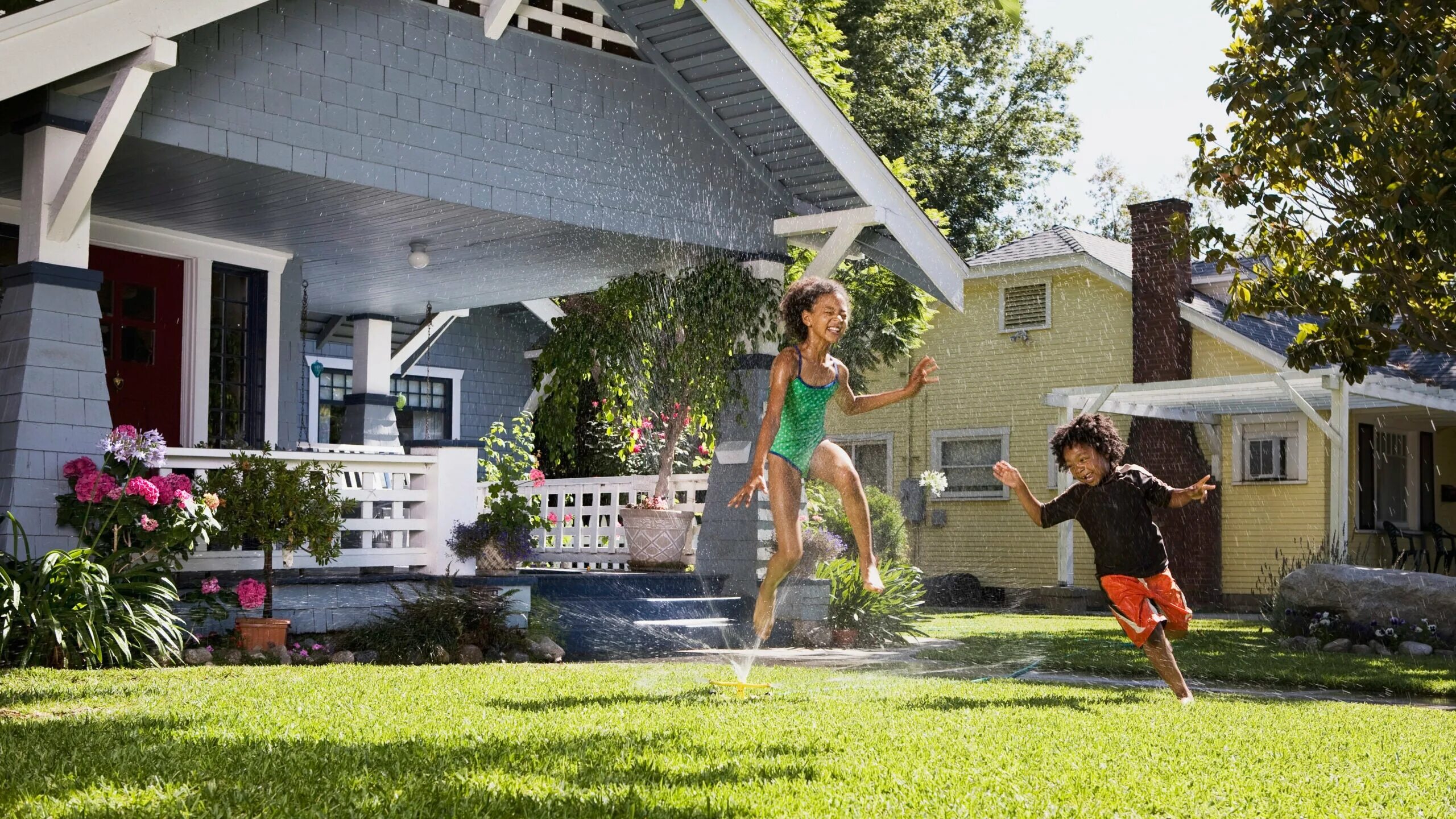 Child yard. Children playing in the Yard. Summer Yard. Summer in the Yard.