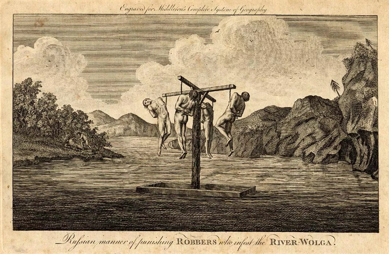 Повешенные за яйца. "Казнь русских пиратов" - английская гравюра 1805 года.