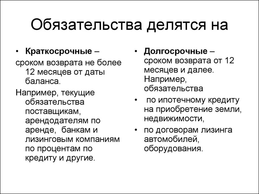 Краткосрочные обязательства и долгосрочные обязательства разница. Долгосрочные обязательства примеры. Обязательства в бухучете. Обязательства в бухгалтерском учете это. Обязательства организации статья