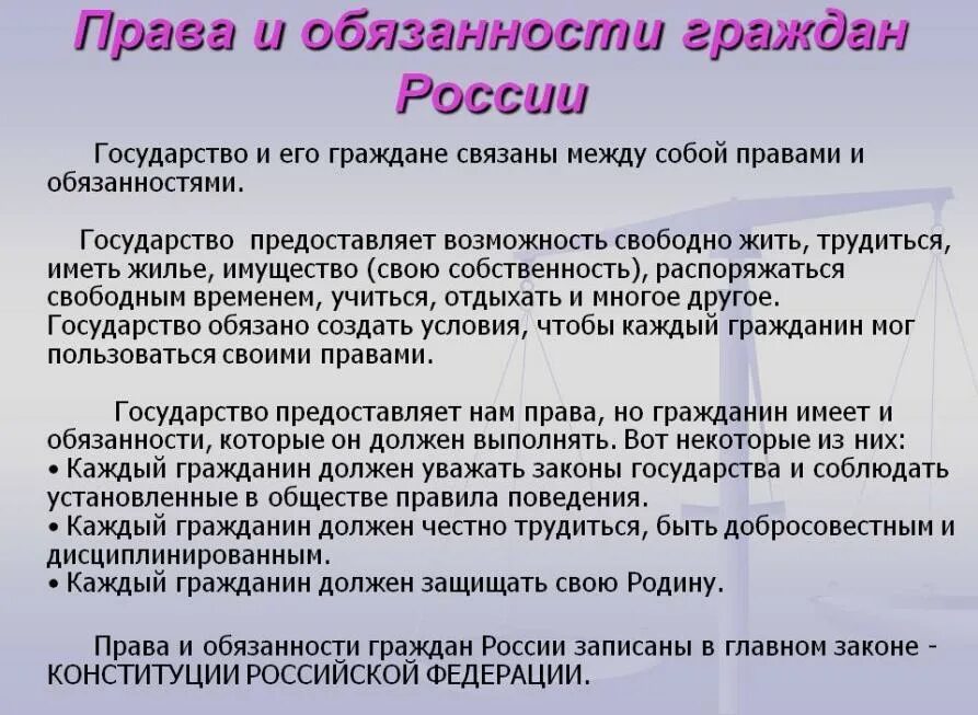 Любой гражданин рф имеет. Провал и обязанности граждан России.