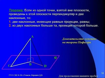 Наклонные из одной точки равны