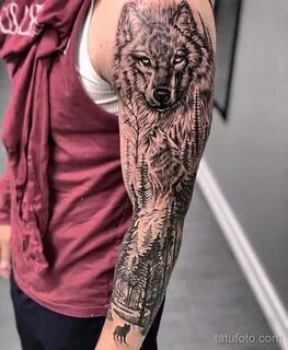 Фото рисунка тату волк мужская 16.12.2021 № 0004 - Wolf tattoo - tatufoto.com - 