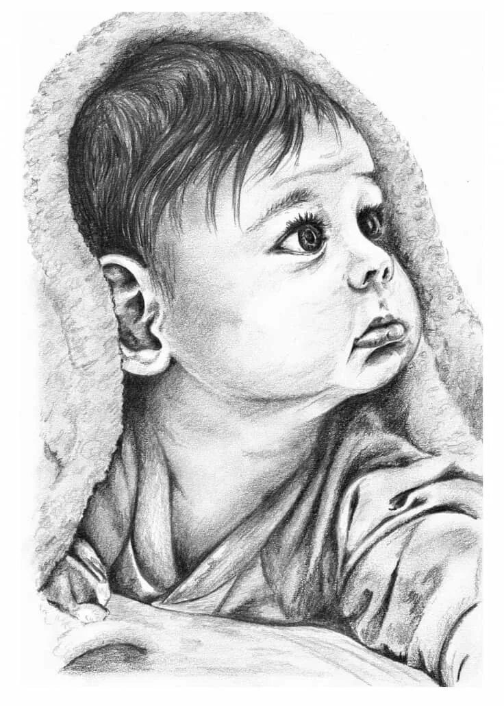 Ребенок карандашом. Портрет младенца карандашом. Карандаш для детей. Зарисовки детей карандашом. Лицо ребенка карандашом.
