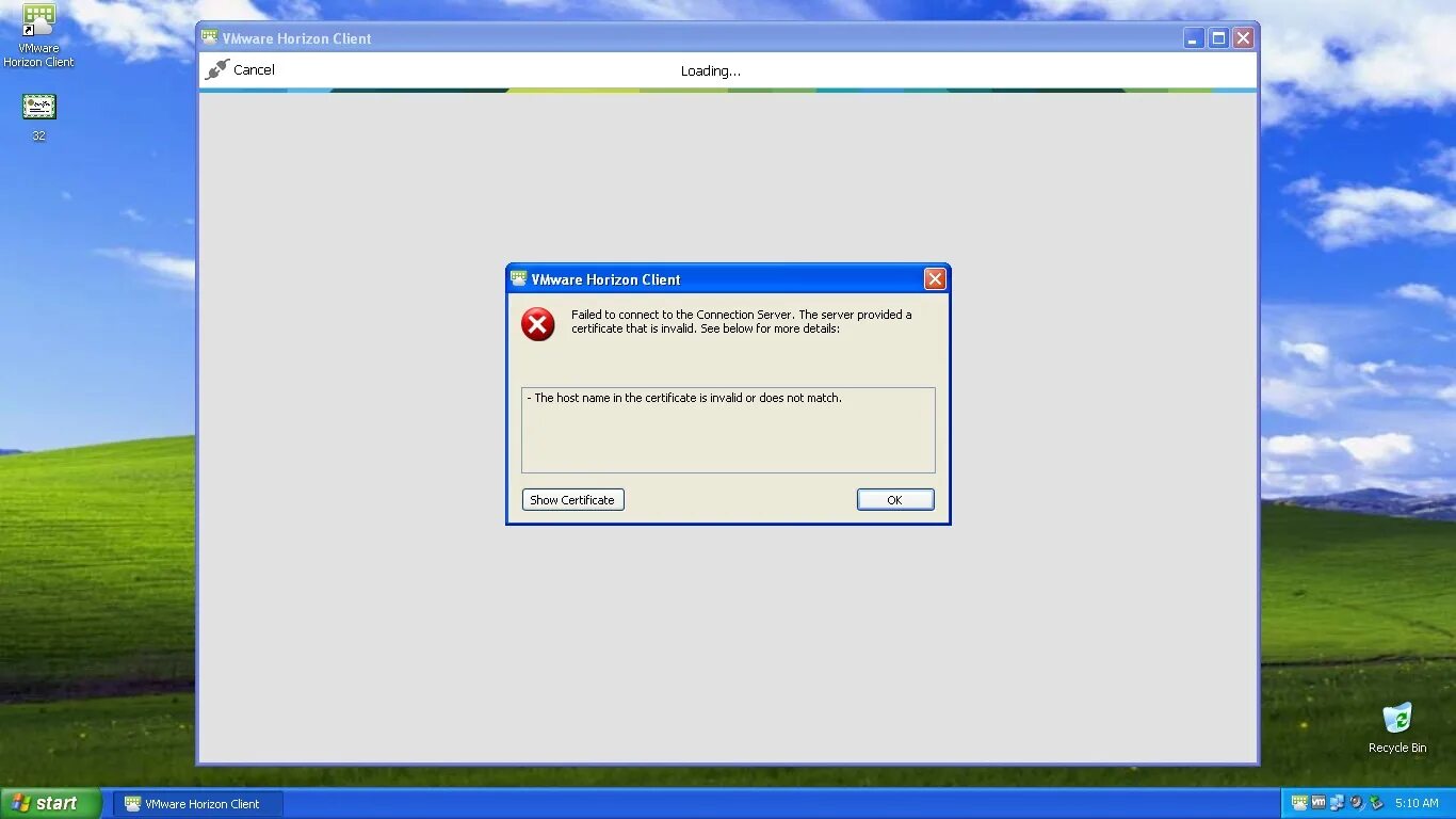 Pipe connect failed. Failed to connect to server. vmware horizon client authentication failed authentication failed to log in as current user..