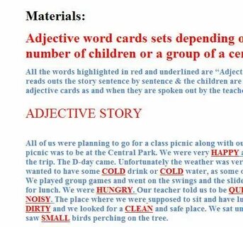 The adjective story