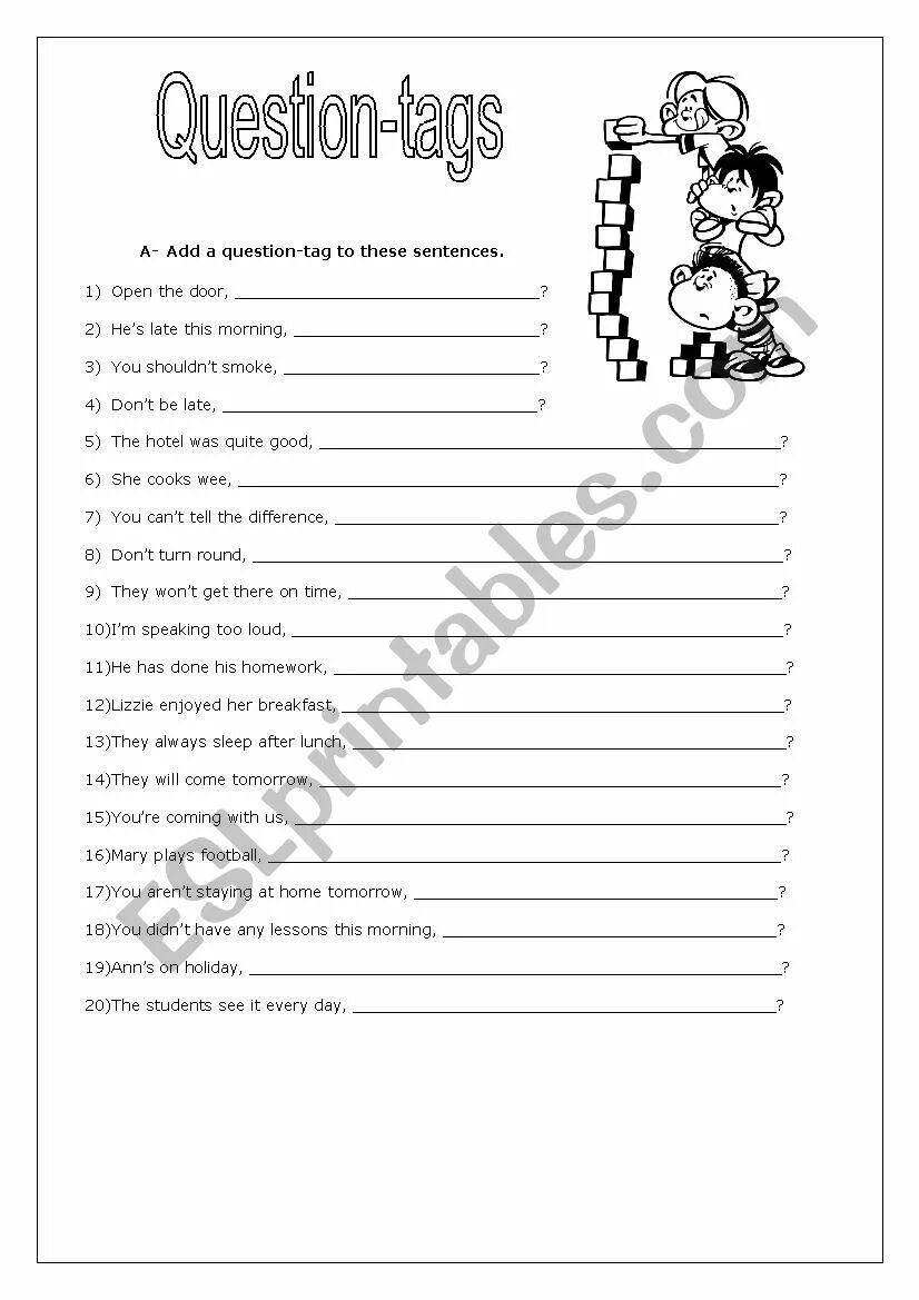 Questions for elementary. Разделительные вопросы worksheets. tag questions в английском языке worksheets. tag questions упражнения. tag questions worksheets 4 класс.
