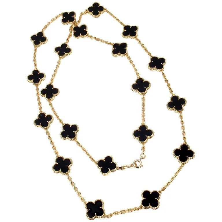 Ван Клиф цепочка черная. Van Cleef Arpels Alhambra. Van Cleef Alhambra Black.