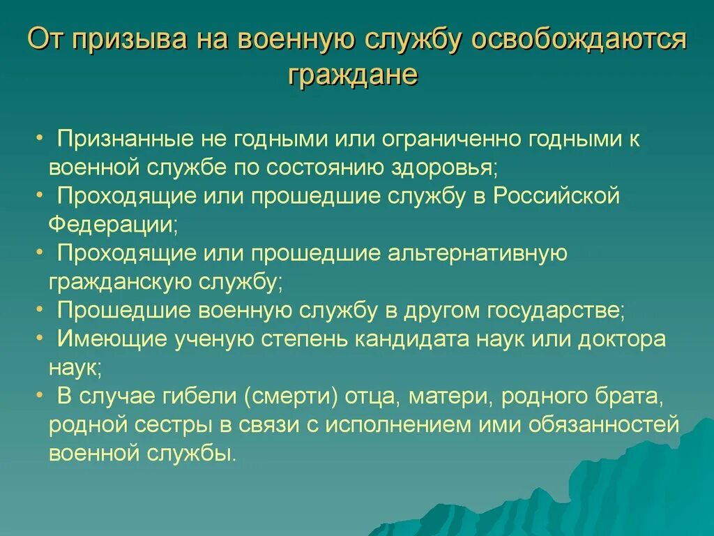 Призыв освобожденных от службы. Освобождение от воинской службы. от призыва на военную службу освобождаются граждане. признание негодным к военной службе. категории граждан которые освобождаются от призыва на военную службу.