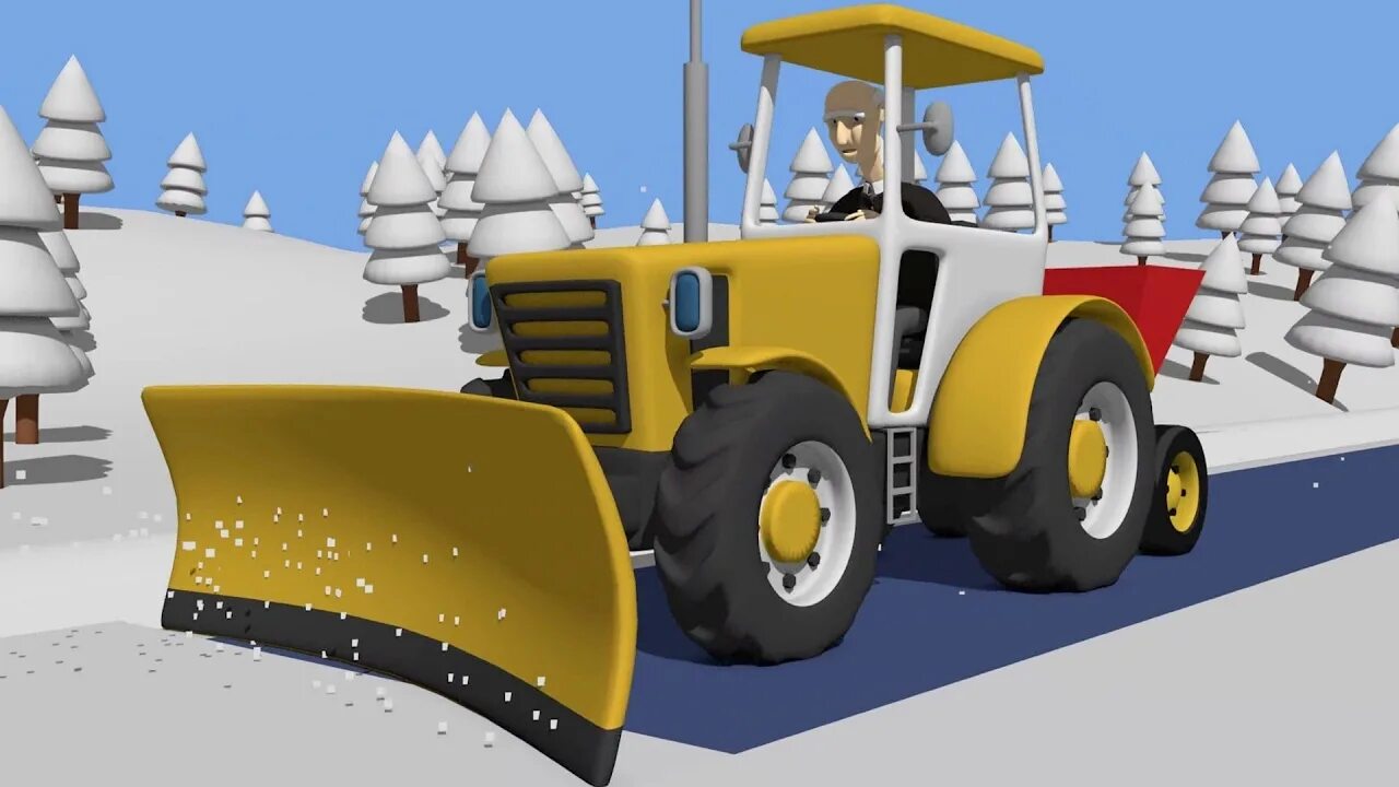 Игра трактора чистят снег. Трактор мультяшный. Желтый трактор. Сказочный трактор.
