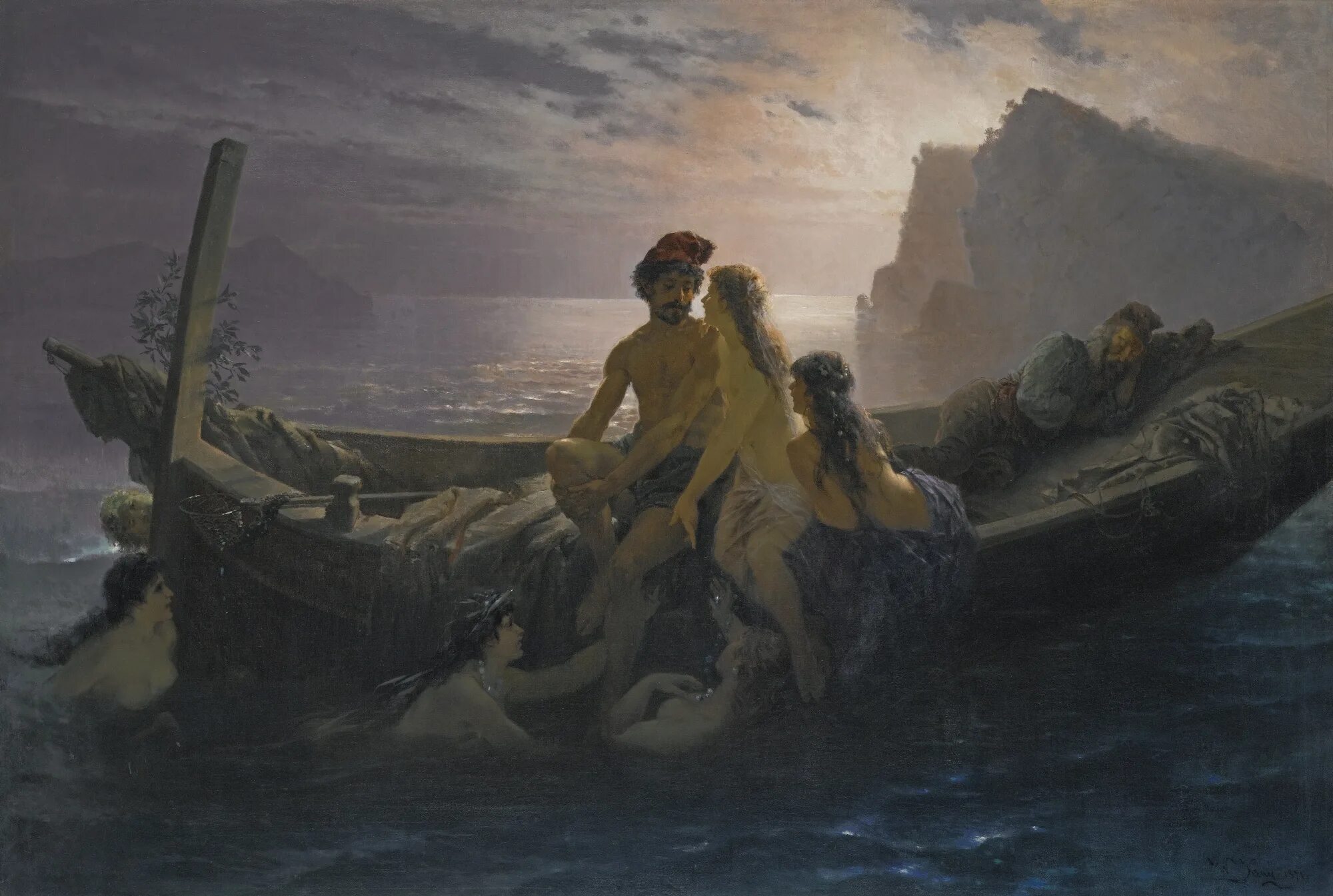 Герберт Дрейпер Одиссей и сирены. Kray Wilhelm 1828-1889 картины.
