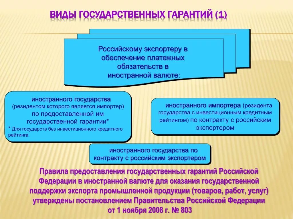 Виды государственных гарантий. Государственная гарантия пример. Порядок предоставления государственных гарантий. Государственные гарантии в иностранной валюте это.