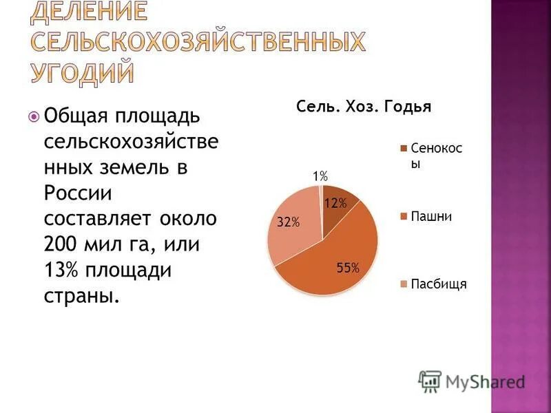 Наибольшую площадь сельскохозяйственных земель занимают. Площадь сельскохозяйственных угодий в России. Общая площадь сельскохозяйственных земель в России составляет. Площадь пахотных земель. Структура сельскохозяйственных угодий России.