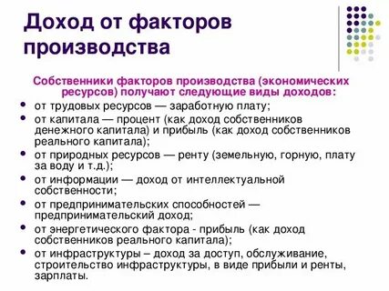 Вид дохода получаемого собственником
