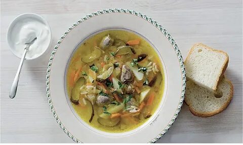 Суп с курицей соленым огурцом