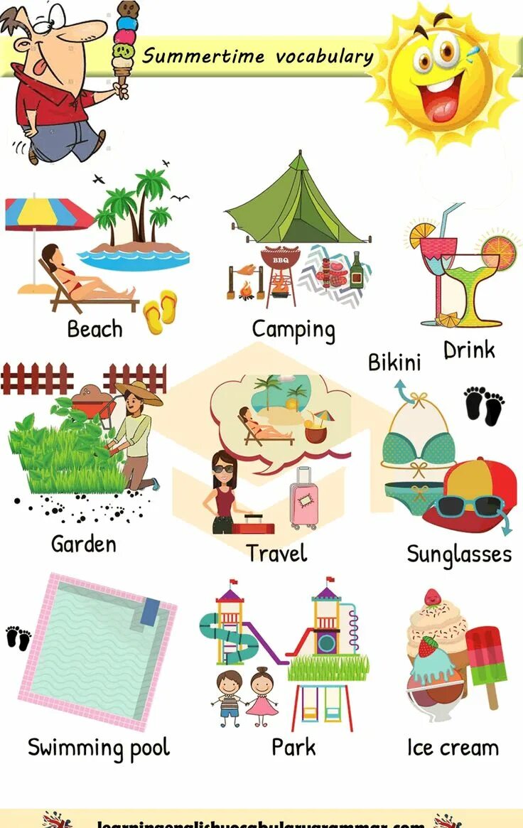 Camping vocabulary. Vocabulary. Beach Vocabulary. Summertime Vocabulary. Vocabulary list.