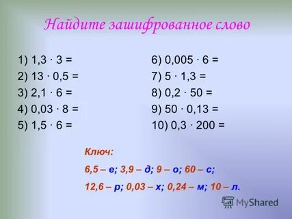 Найди зашифрованное слово
