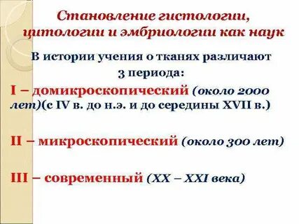 Этапы цитологии