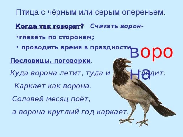 Подобрать слово ворона