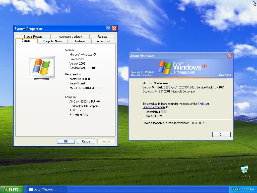 Windows system properties