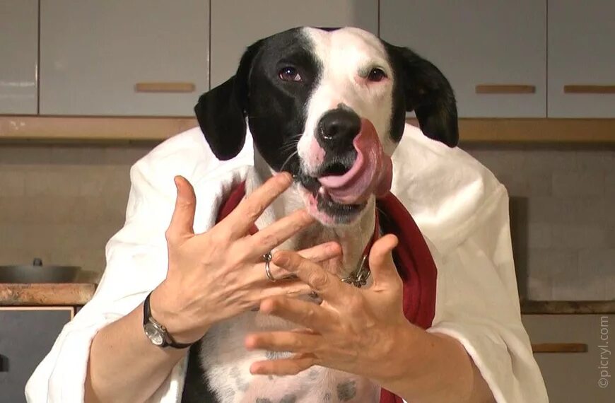 Человек с собакой на руках. Пес с человеческими руками. Пародия собак. Щенок на руках.