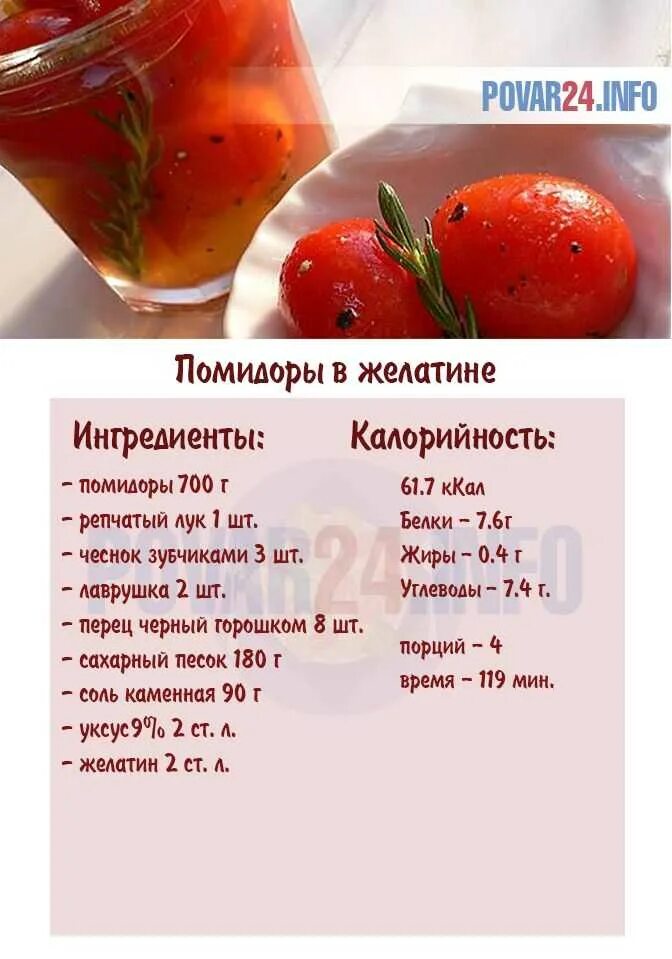 Помидор домашний калорийность