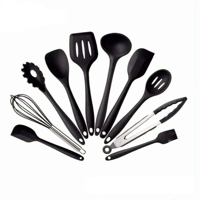 Silicone Kitchen Utensils набор. Кухонный набор Kitchen Tool Set. Silicone Utensils Set ложка для спагетти. Черный силиконовый набор kitchenware.