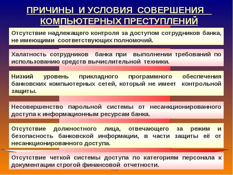 Причин и условий способствующих совершению