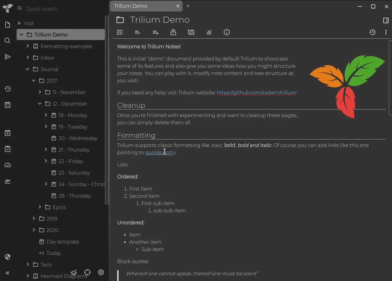 GitHub - perfectra1n/Notes: Build your personal knowledge base with Trilium Note