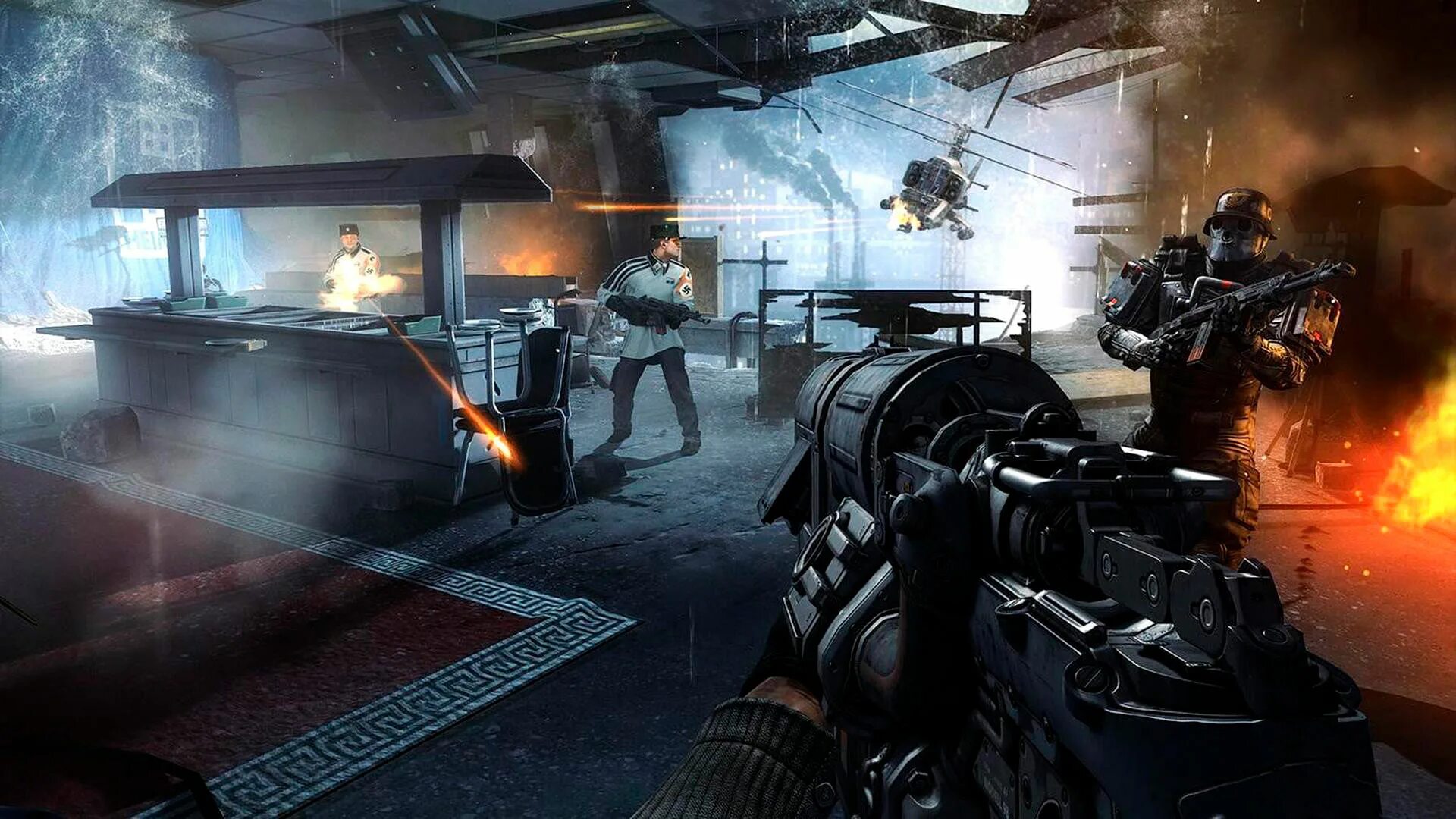 Стрелялки экшен. Wolfenstein the New order 2. Wolfenstein the New order геймплей. Wolfenstein the New order ps4. Вольфенштайн Колоссус.