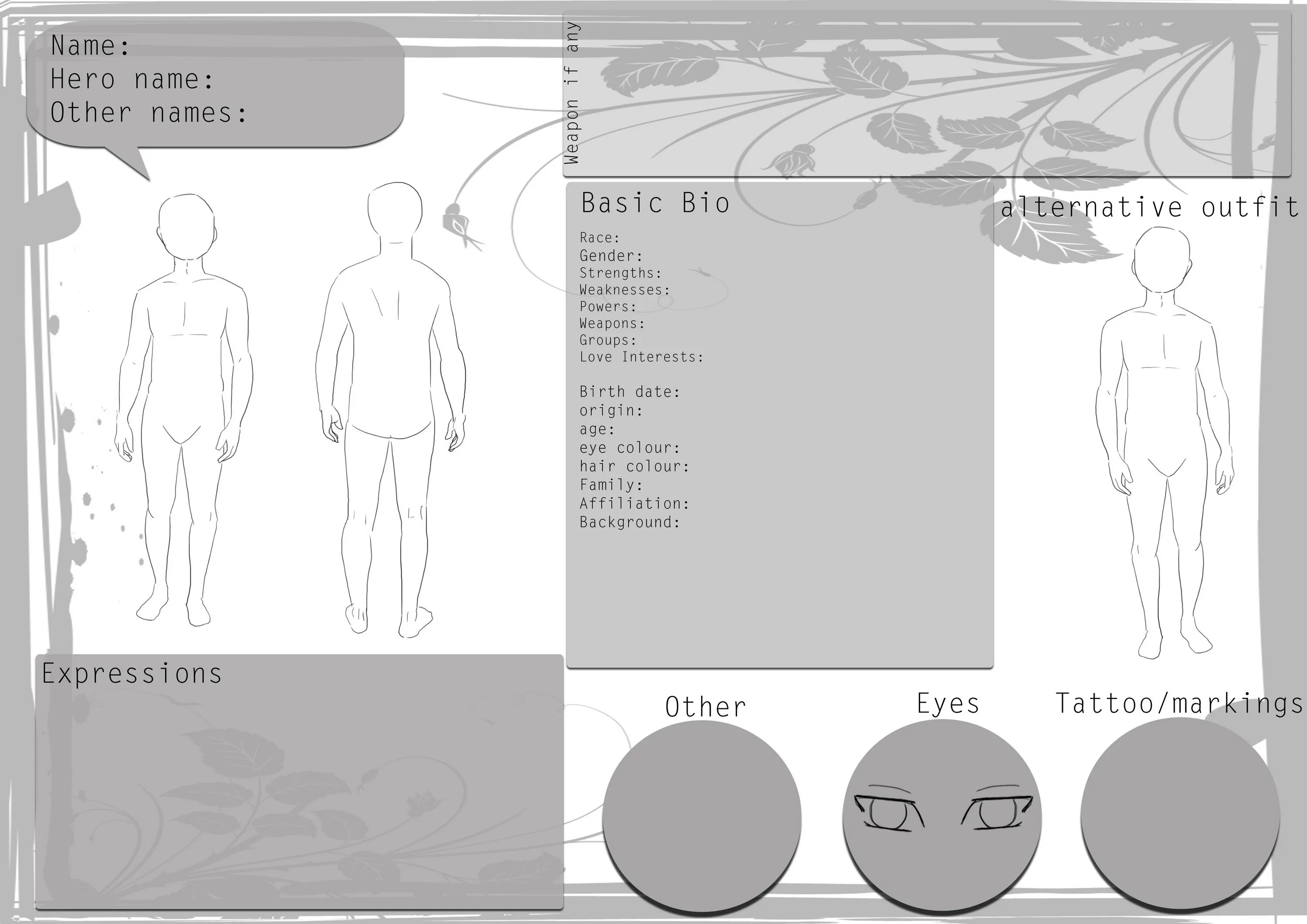 Почему character ai стал белым. Character profile sheet. character profile template. cparrisart бланк. original character reference sheet.