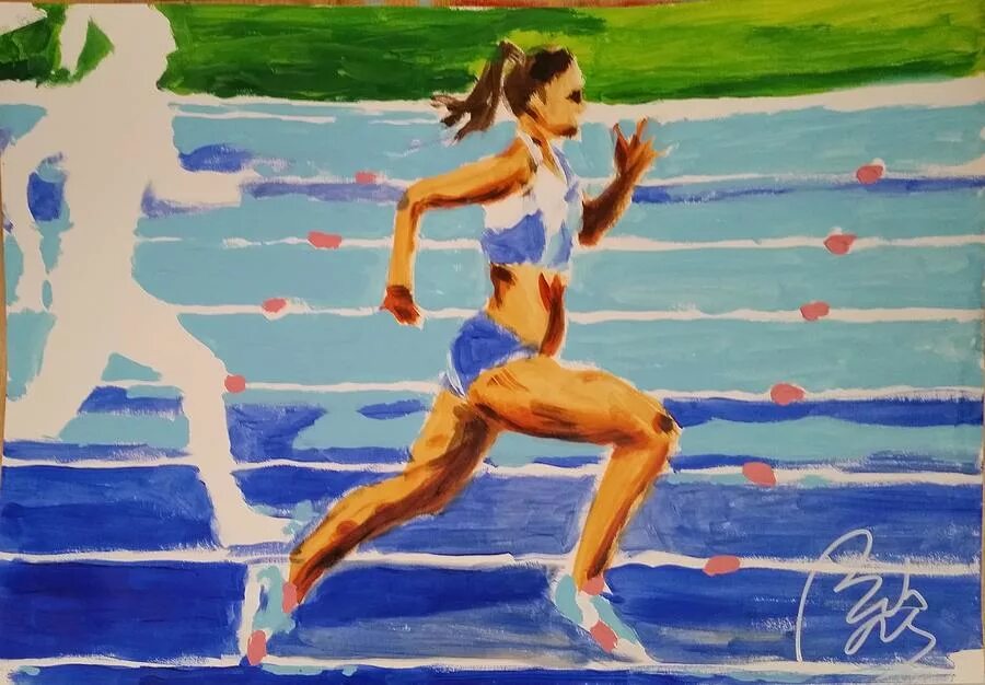 Картина бегун. Рисование спорт. Композиция на тему спорт. Картины на тему спорт. Бег живопись.