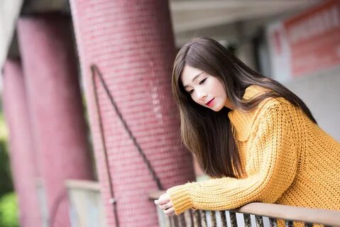 goodfon.com Download wallpaper girl, Asian, sweater, section girls in re.